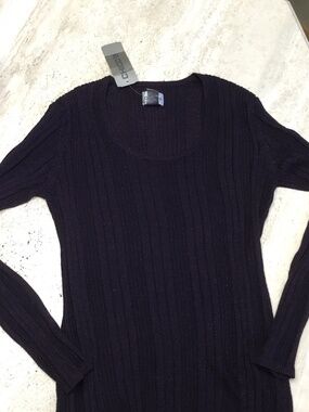 Chicos Sizzle Amethyst Purple Metallic Scoop-Neck Sweater Size 1